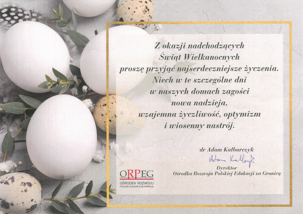 Życzenie świąteczne dyrektora ORPEG dr. Adama Kalbarczyka