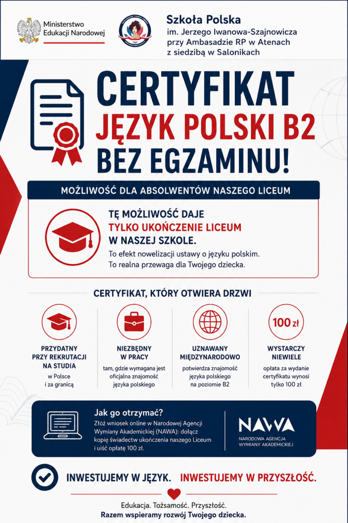 CERTYFIKAT ZNAJOMOŚCI JĘZYKA POLSKIEGO